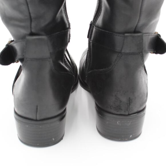 Ralph Lauren Riding Boots Womens 7 Black Leather Maryann Knee High Classic - Picture 7 of 13